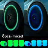 Luminous Tire Valve Caps Glow Wheel Stem Caps for Car & Bike