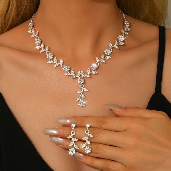 Elegant Women’s Choker Necklace & Earrings Set for Wedding & Prom goobingoo
