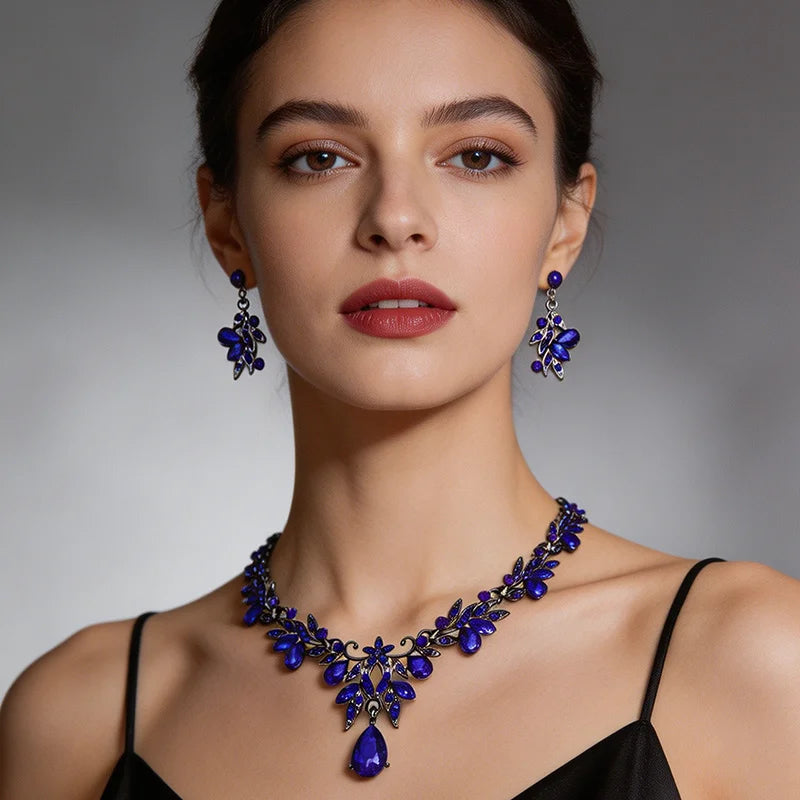 goobingoo Elegant Choker Necklace & Earrings Set - Luxury Bridal & Prom Jewelry
