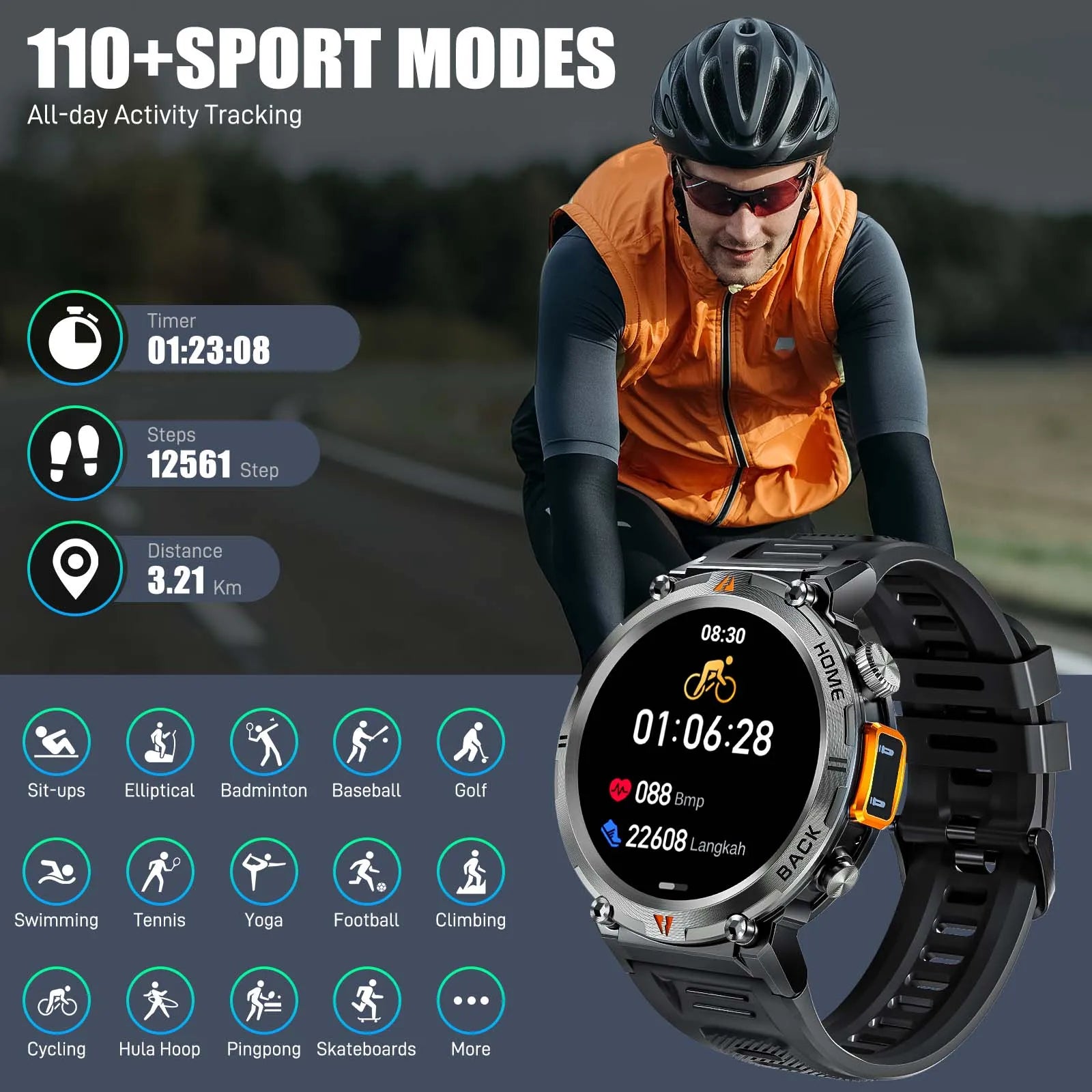 EIGIIS KE3 2025 New Bluetooth Call smartwatch for men Full Touch Screen With Health Monitor heart rate Flashlight Smart watch goobingoo