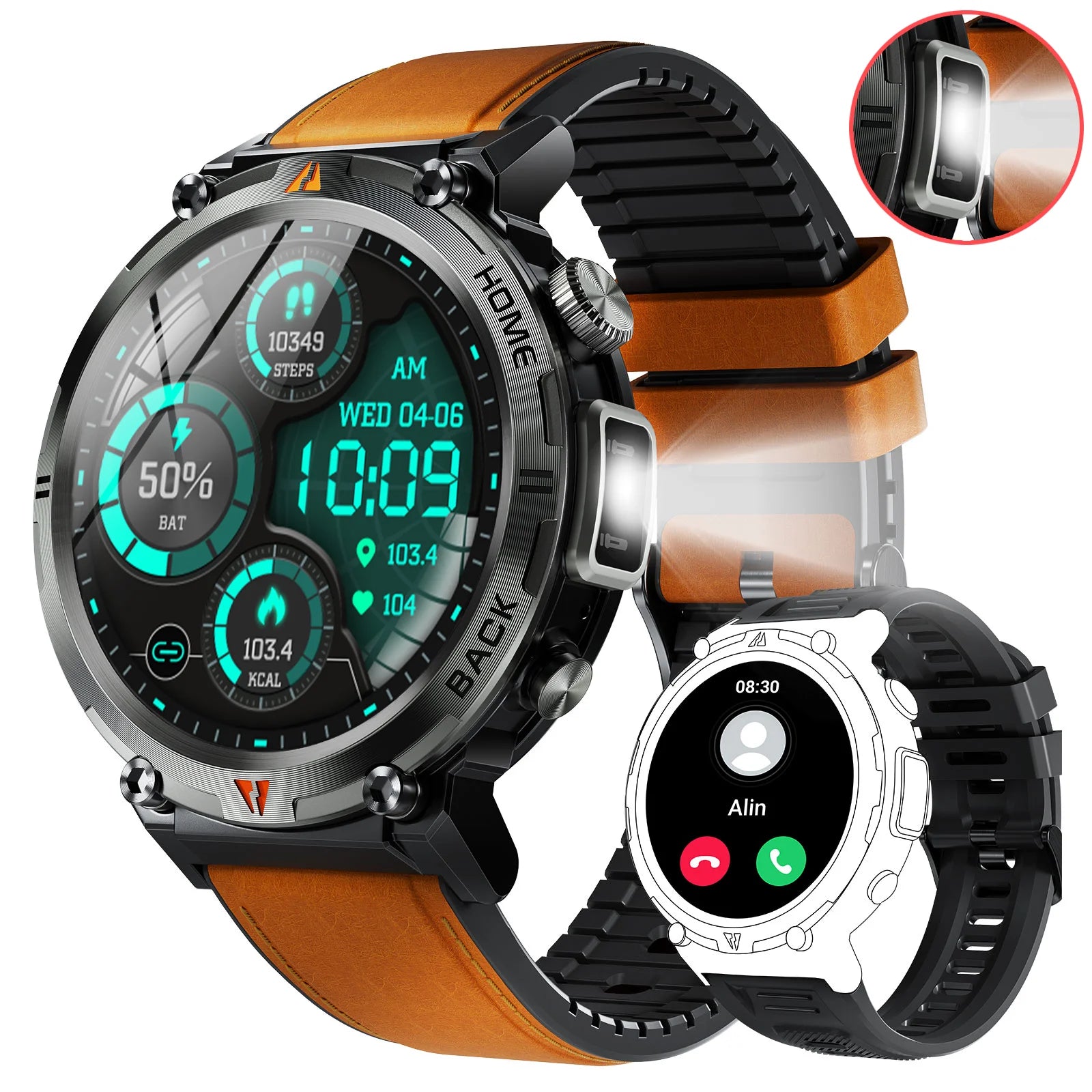 EIGIIS KE3 2025 New Bluetooth Call smartwatch for men Full Touch Screen With Health Monitor heart rate Flashlight Smart watch goobingoo