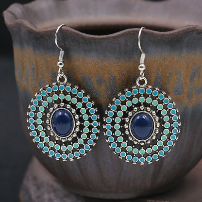 Bohemian Colorful Disc Earrings Statement Festival Jewelry
