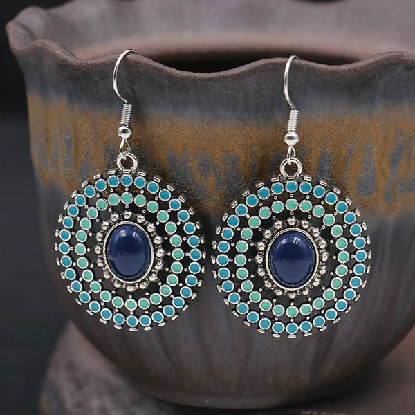 Bohemian Colorful Disc Earrings Statement Festival Jewelry