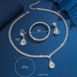 Crystal Water Drop Jewelry Set — Necklace, Earrings & Bracelet
