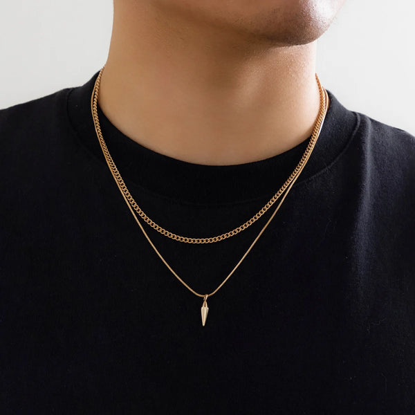 Men’s Punk Snake Chain Necklace Set Stainless Steel Cuban Choker