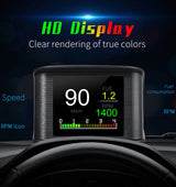 P10 Pro Head Up Display OBD2 Car Digital Speedometer Mileage & Temperature Gauge