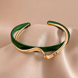 Emerald Resin Bangle Bracelet — Elegant Daily Statement