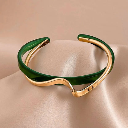 Emerald Resin Bangle Bracelet — Elegant Daily Statement