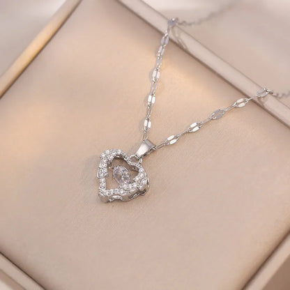 Fashionable and Luxurious Peach Heart Pearl Oyster Necklace, Personalized and Versatile Stainless Steel Clavicle Chain goobingoo