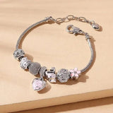 Rose Swan Charm Bracelet Love Drip Oil Cute Jewelry