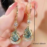 Cat Eye Stone Teardrop Earrings Elegant Niche Jewelry
