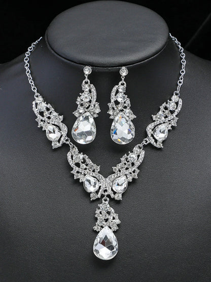 Elegant Alloy Necklace and Earring Set Wedding Party Jewelry