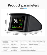 P10 Pro Head Up Display OBD2 Car Digital Speedometer Mileage & Temperature Gauge
