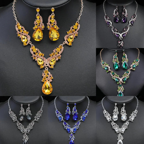Elegant Alloy Necklace and Earring Set Wedding Party Jewelry