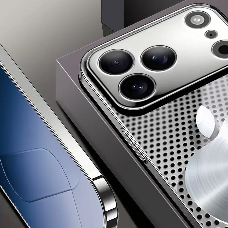 Metal Mesh Glass iPhone Case – Electroplated Matte Luxury Cover goobingoo