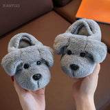 goobingoo Cute Cartoon Dog Winter Slippers - Soft Sole Warm Indoor Furry Shoes