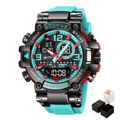 New STRYVE Watch for Men's Digital-Analog Dual Movement Luminous Calendar Waterproof Watches Fashion Men's Sports Watch 8025 goobingoo
