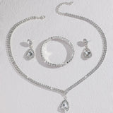 Crystal Water Drop Jewelry Set — Necklace, Earrings & Bracelet