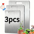 goobingoo Premium Stainless Steel Cutting Board Set - 3-Piece Hygienic Easy-Clean Chopping Boards