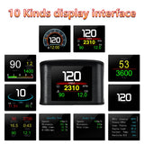 P10 Pro Head Up Display OBD2 Car Digital Speedometer Mileage & Temperature Gauge