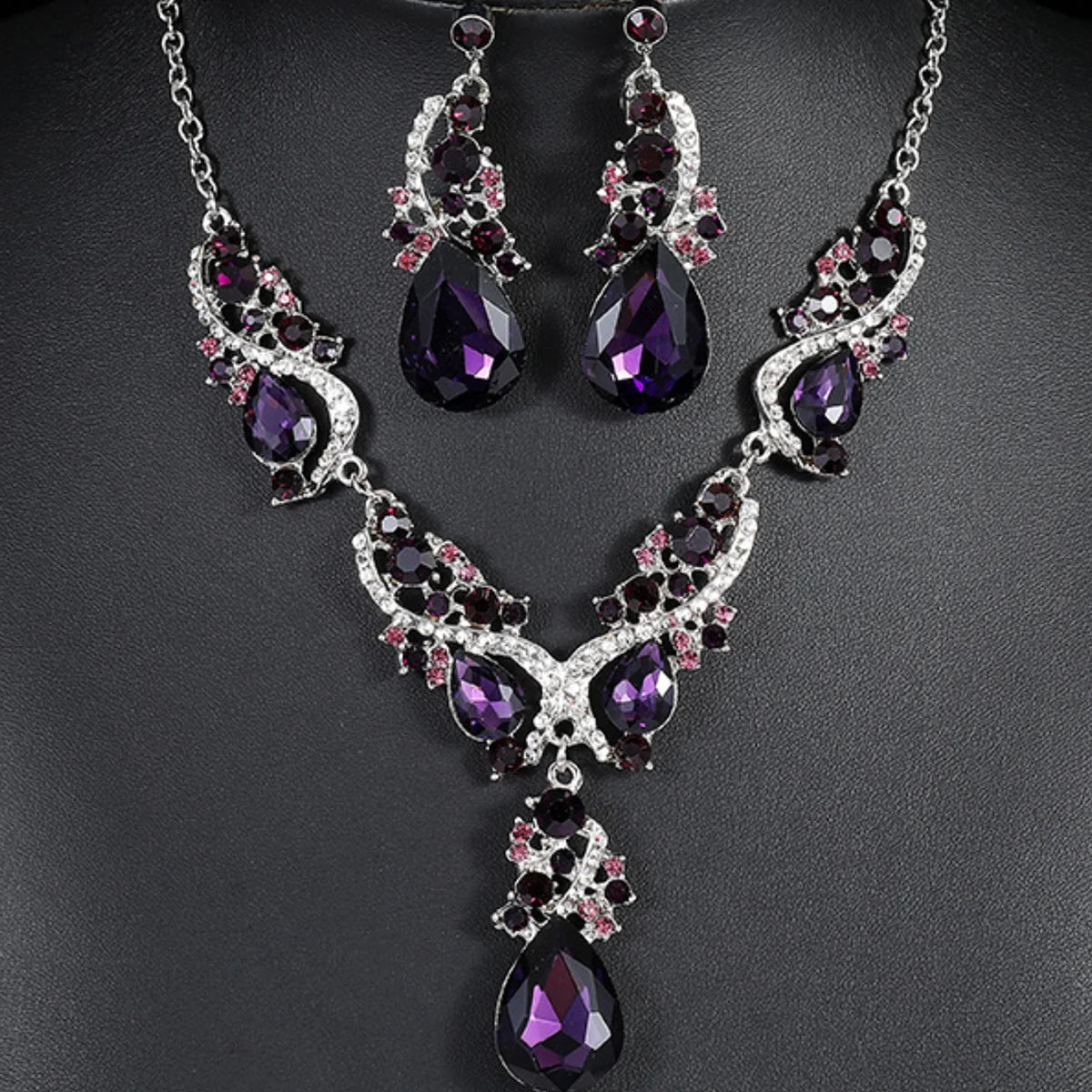 Elegant Alloy Necklace and Earring Set Wedding Party Jewelry