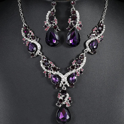 Elegant Alloy Necklace and Earring Set Wedding Party Jewelry