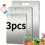 goobingoo Premium Stainless Steel Cutting Board Set - 3-Piece Hygienic Easy-Clean Chopping Boards