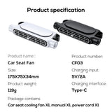 goobingoo Portable Car Seat Fan - USB Powered 3-Speed Headrest Cooling Fan for Front & Rear Passengers