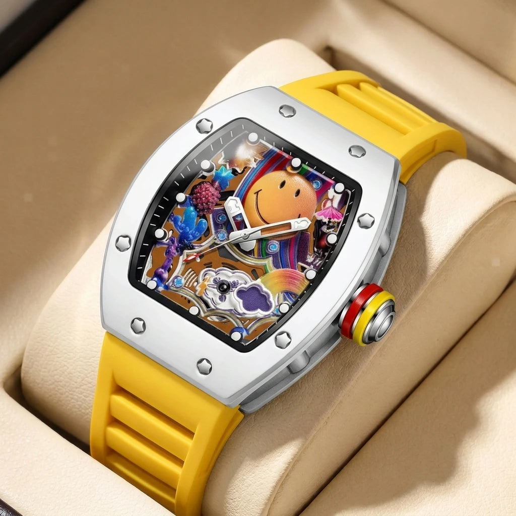 goobingoo Creative Astronaut Tonneau Sports Watch - Luxury Space Cartoon Quartz Timepiece goobingoo