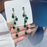 Vintage Rose Drop Earrings Long Diamond Elegant Jewelry