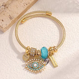 Evil Eye Stainless Steel Charm Bracelet — Gold Plated Daily Wear