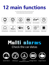 P10 Pro Head Up Display OBD2 Car Digital Speedometer Mileage & Temperature Gauge