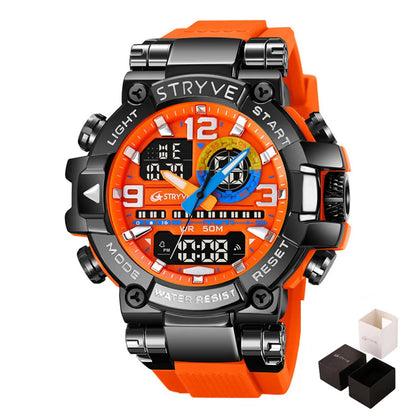 New STRYVE Watch for Men's Digital-Analog Dual Movement Luminous Calendar Waterproof Watches Fashion Men's Sports Watch 8025 goobingoo