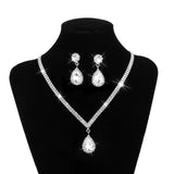 Crystal Water Drop Jewelry Set — Necklace, Earrings & Bracelet