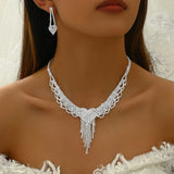 Peach Heart Tassel Jewelry Set Necklace Earrings Bracelet