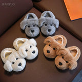 goobingoo Cute Cartoon Dog Winter Slippers - Soft Sole Warm Indoor Furry Shoes