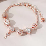 Rose Swan Charm Bracelet Love Drip Oil Cute Jewelry