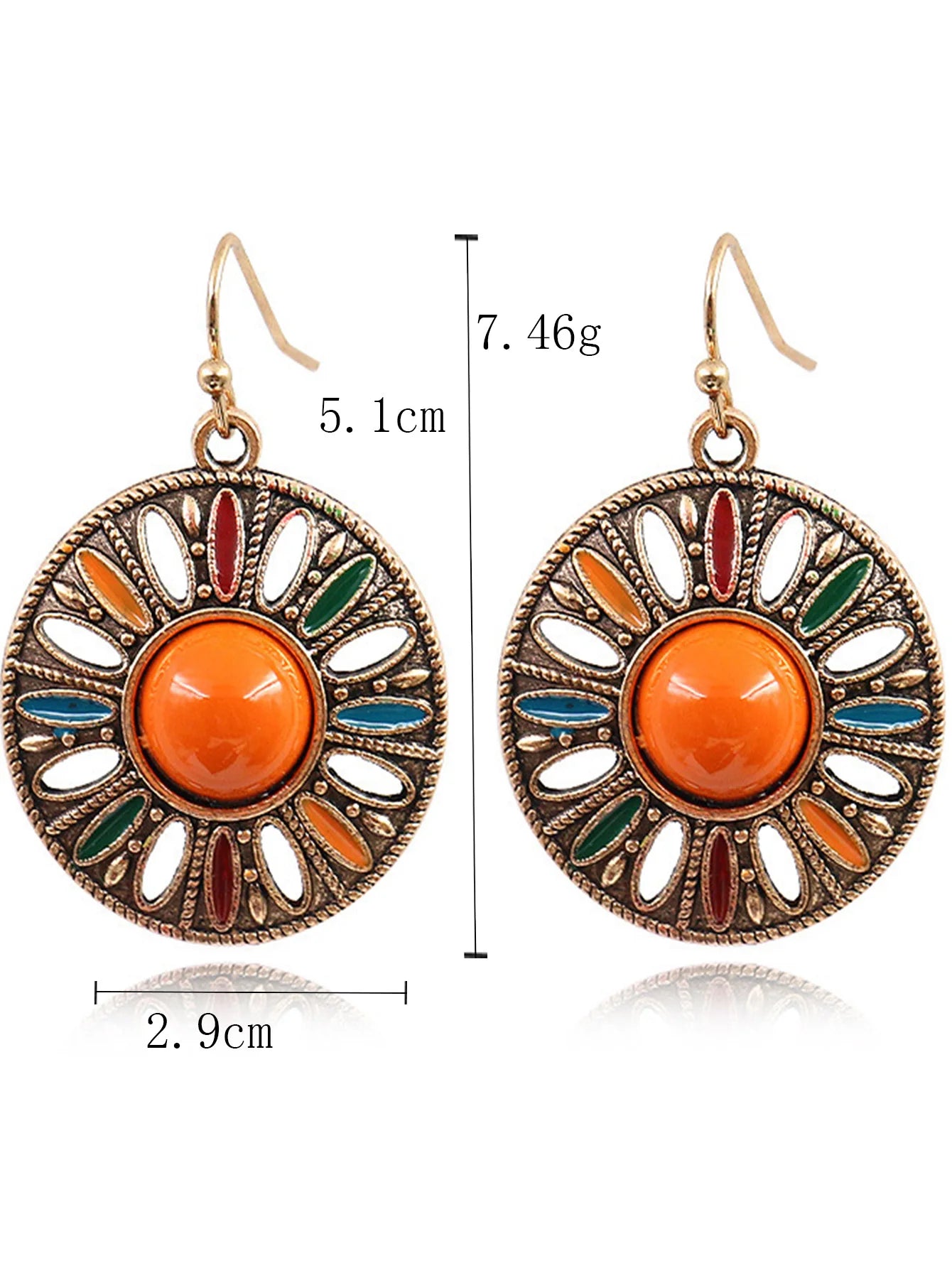 Bohemian Colorful Disc Earrings Statement Festival Jewelry