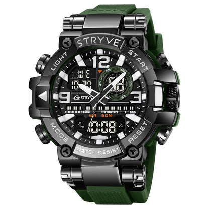 New STRYVE Watch for Men's Digital-Analog Dual Movement Luminous Calendar Waterproof Watches Fashion Men's Sports Watch 8025 goobingoo