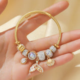Evil Eye Stainless Steel Charm Bracelet — Gold Plated Daily Wear