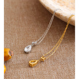 Cubic Zirconia Water Drop Pendant Necklace Stainless Steel