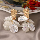 Gold Petal Tassel Earrings Fairy Shell Elegant Drop Jewelry