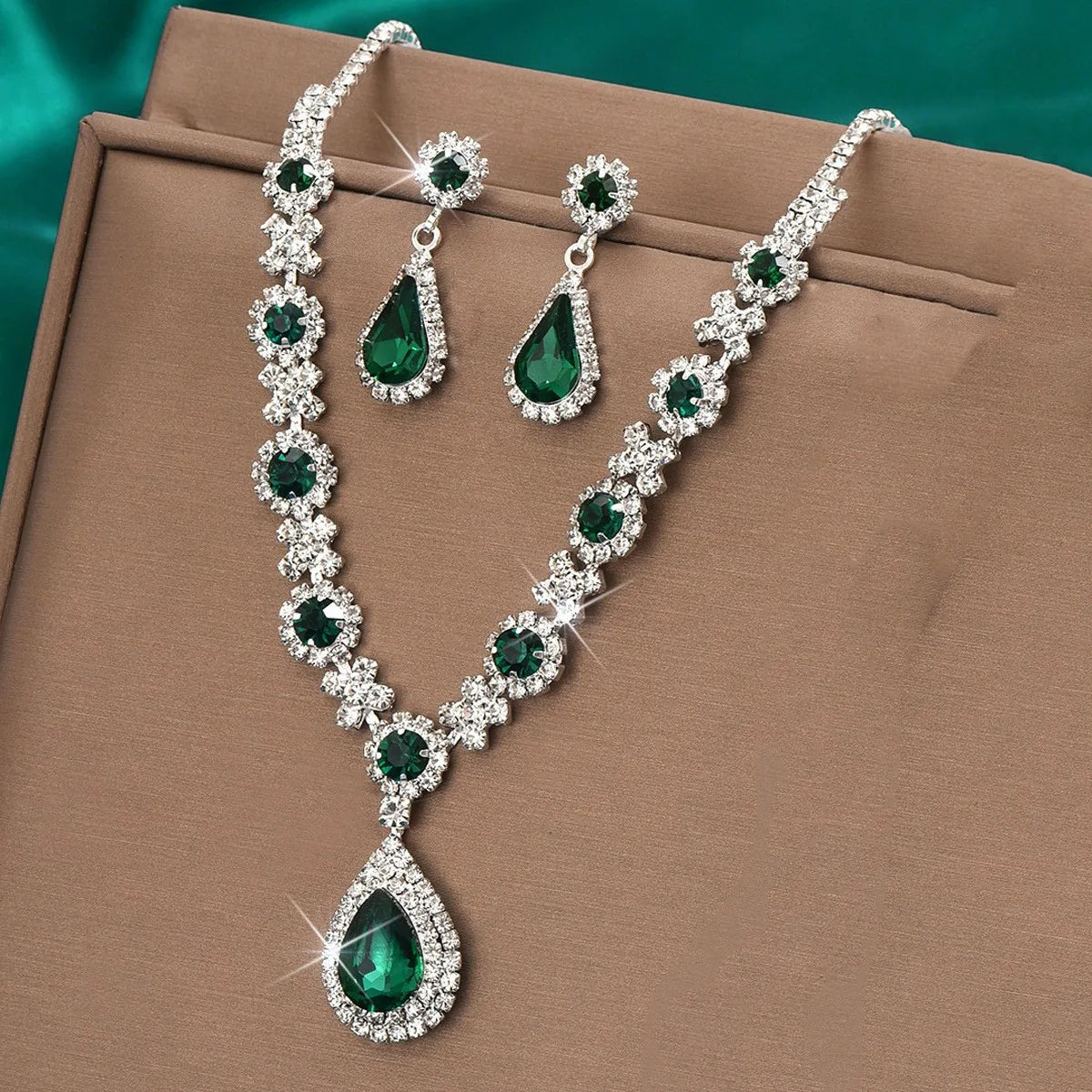 Luxury Crystal Droplet Jewelry Set for Wedding, Bridal & Evening Wear goobingoo