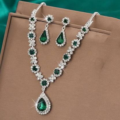 Luxury Crystal Droplet Jewelry Set for Wedding, Bridal & Evening Wear goobingoo