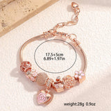 Rose Swan Charm Bracelet Love Drip Oil Cute Jewelry