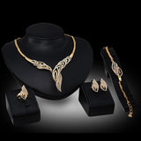 Luxury Metal Jewelry Set Necklace Earrings Bracelet Ring