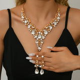 Bridal Crystal Necklace and Earring Set Diamond Look Wedding Jewelry