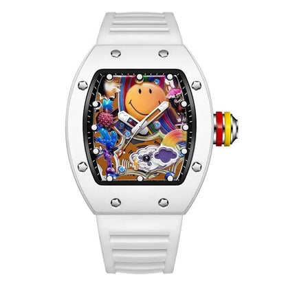 goobingoo Creative Astronaut Tonneau Sports Watch - Luxury Space Cartoon Quartz Timepiece goobingoo