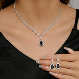 Elegant Droplet Necklace Earrings Set Wedding Party Jewelry