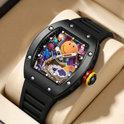 goobingoo Creative Astronaut Tonneau Sports Watch - Luxury Space Cartoon Quartz Timepiece goobingoo